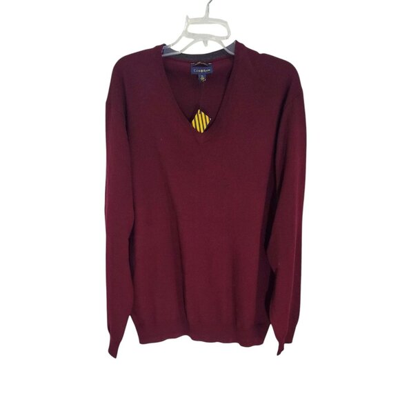Club Room Mens‎ Burgundy Estate Merino Wool Pullover Sweater V Neck Size XL NWT - Picture 1 of 11